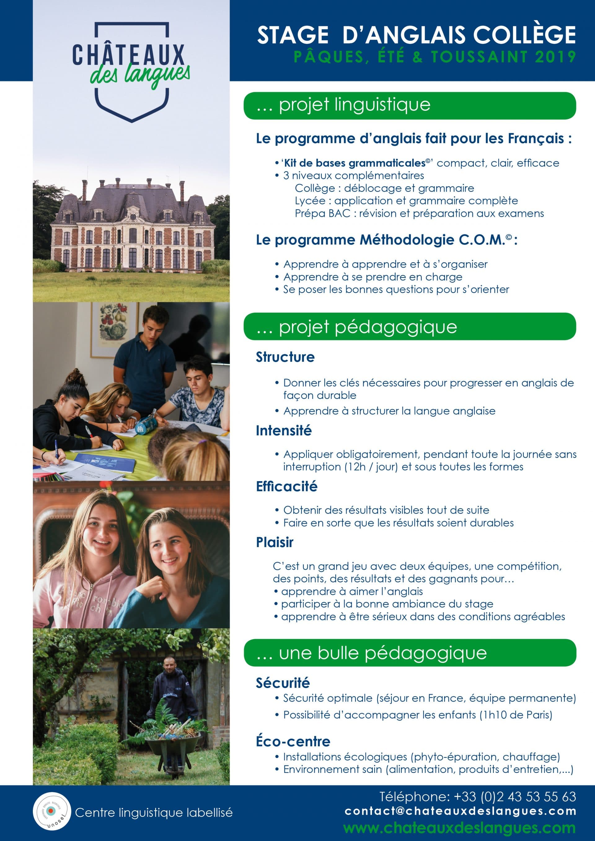 Chateaux Des Langues Brochure Stage College Chateaux Des Langues Chateaux Des Langues